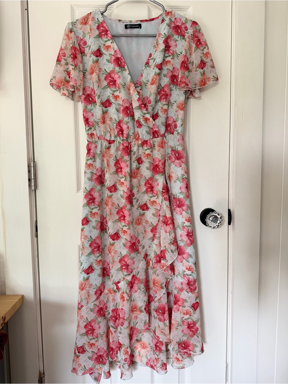 PrettyGarden Floral Wrap Maxi Dress in Pink - Women's Wrap Maxi